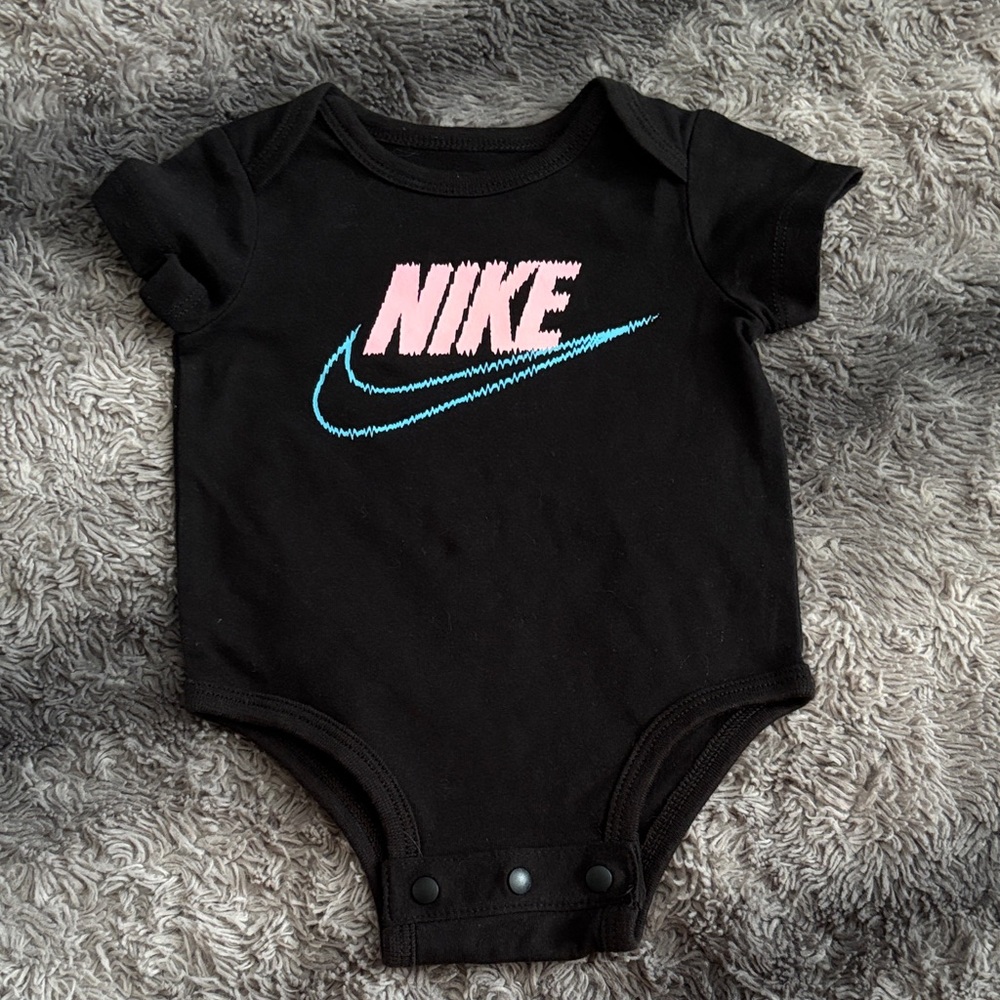Nike Black Bodysuit with Pink and Blue Logo